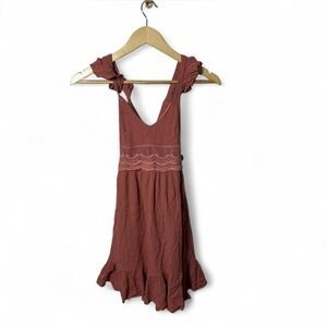 Sincerely Jules XS Rust Ruffle Dress Boho Crochet Waistline Festival Western